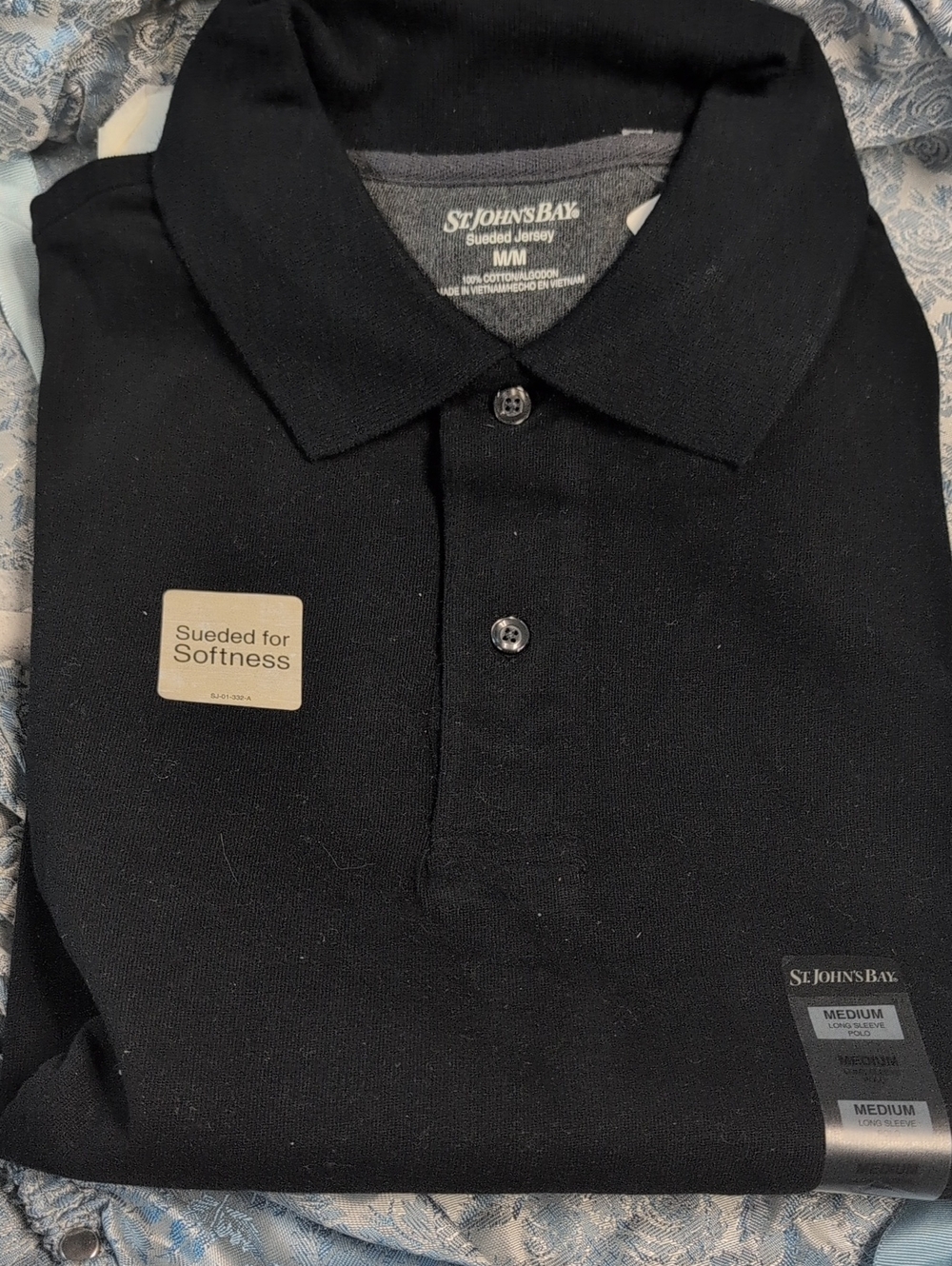 St. John's Bay Black Sueded Jersey Polo